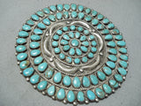 Jim Begay Vintage Native American Navajo Turquoise Cluster Sterling Silver Pin Pendant-Nativo Arts