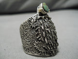 One Of Biggest Best Vintage Native American Navajo Turquoise Casted Toad Sterling Silver Ring-Nativo Arts