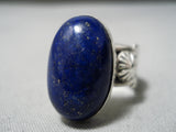 Important Navajo Lapis Sterling Silver Ring Native American-Nativo Arts