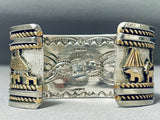One Of The Most Detailed Native American Navajo Gold Sterling Silver Bracelet-Nativo Arts
