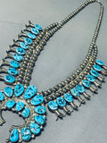 Henry Roanrose Vintage Native American Navajo Turquoise Sterling Silver Squash Blossom Necklace-Nativo Arts