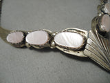 One Of The Best Vintage Native American Navajo Pink Shell Sterling Silver Necklace Old-Nativo Arts