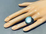 Rare Mine Turquoise Vintage Native American Navajo Blue Diamond Sterling Silver Ring Old-Nativo Arts