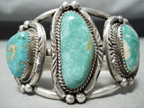Signed Vintage Native American Navajo Authentic Turquoise Sterling Silver Bracelet-Nativo Arts