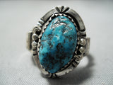 Stunning Vintage Native American Navajo Spiderweb Turquoise Sterling Silver Ring Old-Nativo Arts
