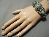 Statement Vintage Native American Navajo Carico Lake Turquoise Sterling Silver Bracelet Old-Nativo Arts