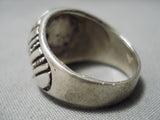Fascinating Vintage Navajo Turquoise Sterling Silver Ring Native American Old-Nativo Arts