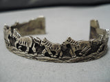 Important Detailed Vintage Native American Navajo Becenti Horse Sterling Silver Bracelet Old-Nativo Arts