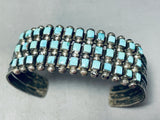 One Of The Best Ever Vintage Native American Zuni Squared Turquoise Sterling Silver Bracelet-Nativo Arts