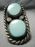 Marvelous Vintage Native American Navajo Turquoise Sterling Silver Ring Old-Nativo Arts