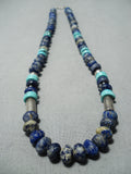 Authentic Vintage Native American Navajo Thomas Singer Turquoise Lapis Sterling Silver Necklace-Nativo Arts