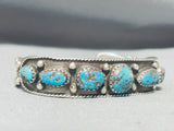 Bisbee Turquoise Vintage Native American Navajo Sterling Silver Rope Bracelet Old-Nativo Arts