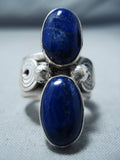 Exquisite Navajo Lapis Sterling Silver Ring Native American-Nativo Arts