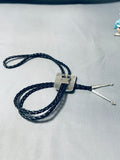 Tremendous Native American Navajo Sterling Silver Bear Bolo Signed-Nativo Arts