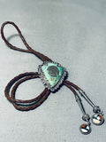 One Of The Most Unique Vintage Native American Navajo Green Turquoise Sterling Silver Bolo Tie-Nativo Arts