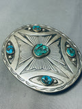 Peters Family Vintage Native American Navajo Turquoise Sterling Silver Buckle Old-Nativo Arts