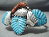 Leaves Of Turquoise Zuni Turquoise Sterling Silver Bracelet Native American-Nativo Arts