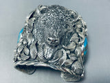 Native American 252 Gram Huge Heavy Navajo Bison Turquoise Sterling Silver Bracelet-Nativo Arts