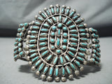 Early Huge Vintage Zuni Native American Navajo Turquoise Sterling Silver Cluster Bracelet-Nativo Arts