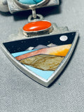 Native American Important Comanche Apache Turquoise Inlay Vintage Sterling Silver Necklace-Nativo Arts
