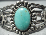 Early 1900's Vintage Native American Navajo Cerrillos Turquoise Sterling Silver Bracelet Old-Nativo Arts