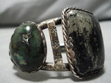Very Rare Vintage Native American Navajo Calaverite Tellurim Sterling Silver Bracelet Old-Nativo Arts