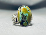 Important Native American Navajo Frogskin Turquoise Sterling Silver Ring-Nativo Arts