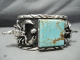 Huge Scorpion #8 Turquoise Sterling Silver Native American Bracelet-Nativo Arts