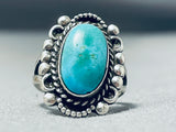 Sweet Vintage Native American Navajo Pilot Mountain Turquoise Sterling Silver Ring-Nativo Arts