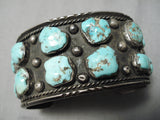 Huge And Heavy!! Vintage Native American Navajo Spiderweb Turquoise Sterling Silver Bracelet Old-Nativo Arts