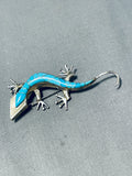 Charming Native American Navajo Sleeping Beauty Turquoise Sterling Silver Gecko Pin-Nativo Arts