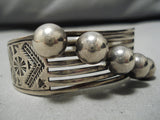 Early 1900's Vintage Native American Navajo Sterling Silver Bead Bracelet Old-Nativo Arts