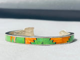 Unique End Native American Navajo Gaspeite Shell Sterling Silver Bracelet Cuff-Nativo Arts