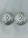 Dramatic Vintage Native American Navajo Sterling Silver Concho Earrings-Nativo Arts