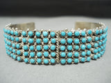 One Of Most Intricate Vintage Native American Zuni Snake Eyes Turquoise Sterling Silver Bracelet-Nativo Arts