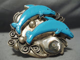 Native American Museum Vintage Turquoise Dolphin Fran Gomez Sterling Silver Bracelet-Nativo Arts