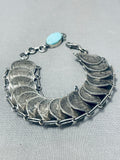 Eye Catching Native American Navajo Royston Turquoise Sterling Silver Dimes Bracelet-Nativo Arts