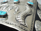 Tremendous Vintage Native American Navajo Kingman Turquoise Sterling Silver Bowguard-Nativo Arts