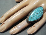 Best Important Vintage Native American Navajo Verdy Jake Turquoise Sterling Silver Ring-Nativo Arts