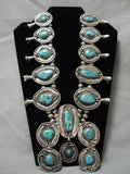 One Of The Best Vintage Native American Navajo Turquoise Sterling Silver Squash Blossom Necklace-Nativo Arts