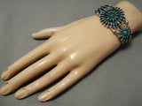 Exceptionally Rare 1930's Vintage Native American Zuni Turquoise Sterling Silver Bracelet-Nativo Arts