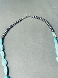 Beautiful Native American Navajo Turquoise Inlay Sterling Silver Teardrop Necklace-Nativo Arts