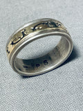 Beautiful And Detailed Vintage Native American Navajo Sterling Silver Gold Animal Ring-Nativo Arts