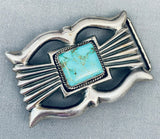 Tremendous Vintage Native American Navajo Royston Turquoise Sterling Silver Buckle-Nativo Arts