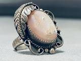 Cute Vintage Navajo Pink Shell Sterling Silver Native American Ring Old-Nativo Arts