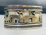 Heavy 92 Gram Expert Detail Native American Navajo Sterling Silver Gold Bracelet-Nativo Arts