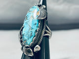 Fabulous Vintage Native American Navajo Old Deposit Turquoise Sterling Silver Ring-Nativo Arts