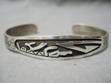 Detailed Vintage Navajo Sterling Silver Native American Bracelet Old-Nativo Arts