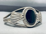 Incredible Vintage Native American Navajo Domed Jet Sterling Silver Flank Bracelet-Nativo Arts