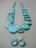 Native American Amazing Rare Round Turquoise Graduating Sterling Silver Necklace-Nativo Arts